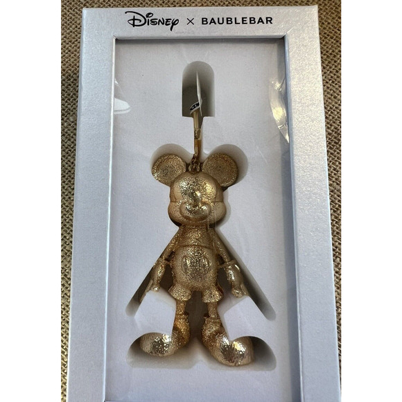 Disney X Baublebar Gold Mickey Mouse Bag Charm Keychain -Rare/HTF - Picture 1 of 8